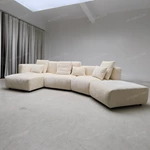 Modern Curved Modular Sectional Sofa with Premium Chenille Fabric & Matte Black Metal Accents